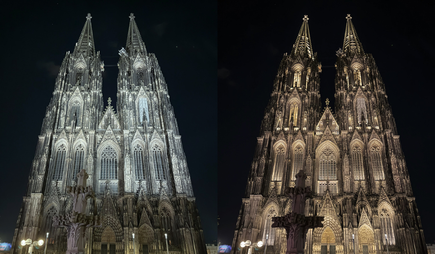 Vergleich der alten und neuen Dombeleuchtung.